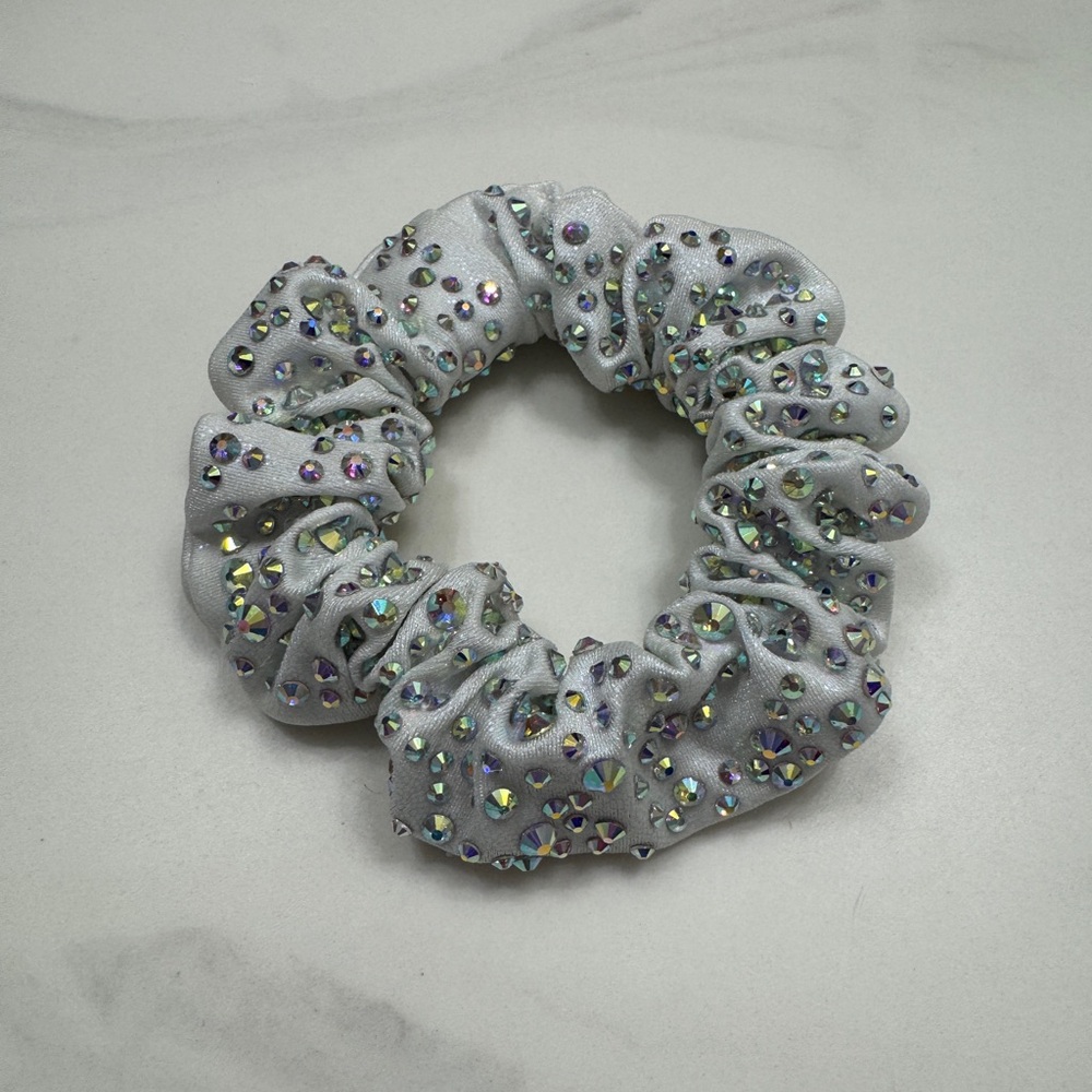 White Rhinestone Scrunchie